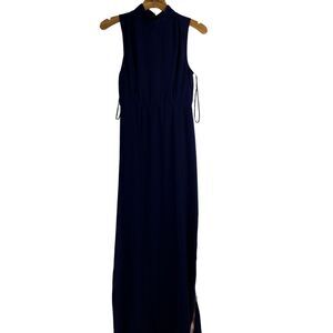 Lulus Womens Mock-Neck Maxi Dress Sleeveless Casual Navy Blue Size Medium NWT